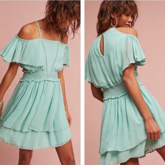 ANTHROPOLOGIE Maeve Off The Shoulder Mini Dress - Picture 1 of 5